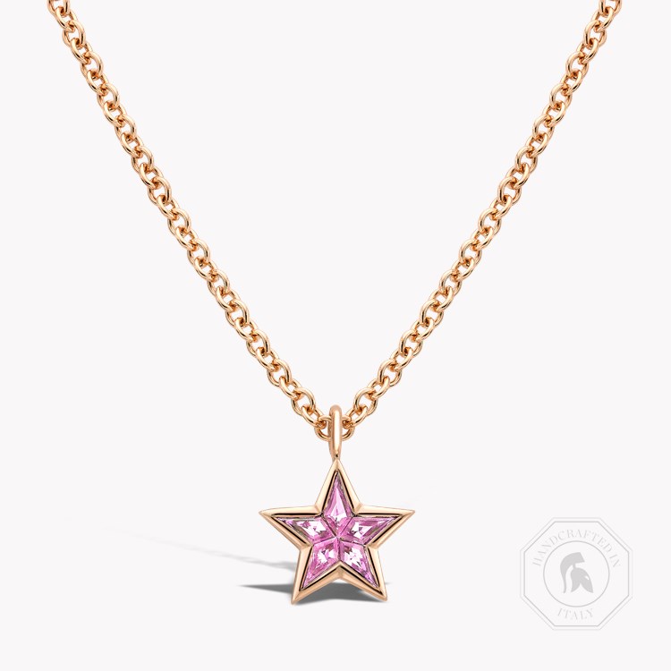 RockStar Pink Sapphire Pendant Kite Cut, Rubover Set_1