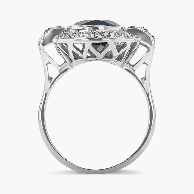 Oval Cut 5.53ct Sapphire and Diamond Cluster Ring Oval Cut, Rubover Set_3