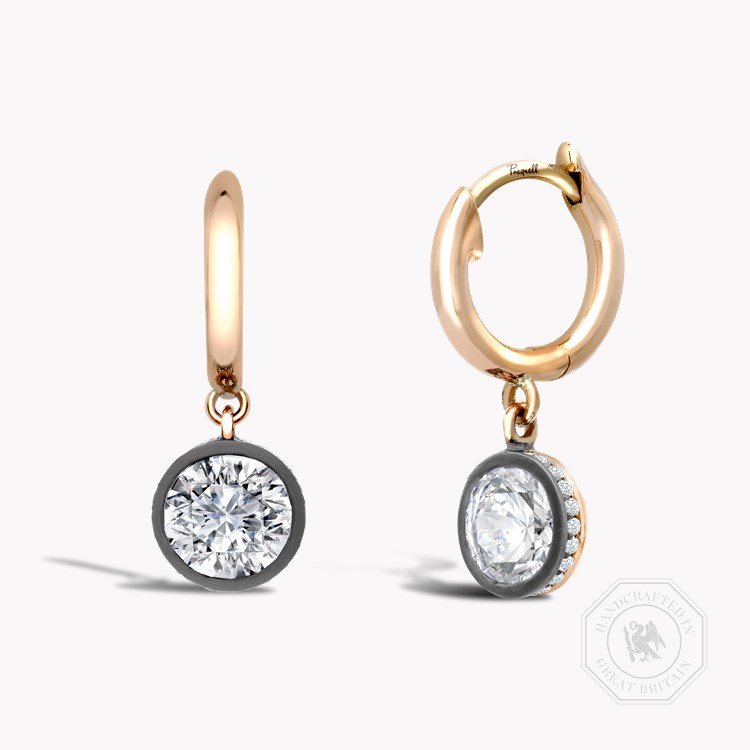 Legacy 1.18ct Diamond Drop Hoop Earrings Brilliant Cut, Rubover Set_1