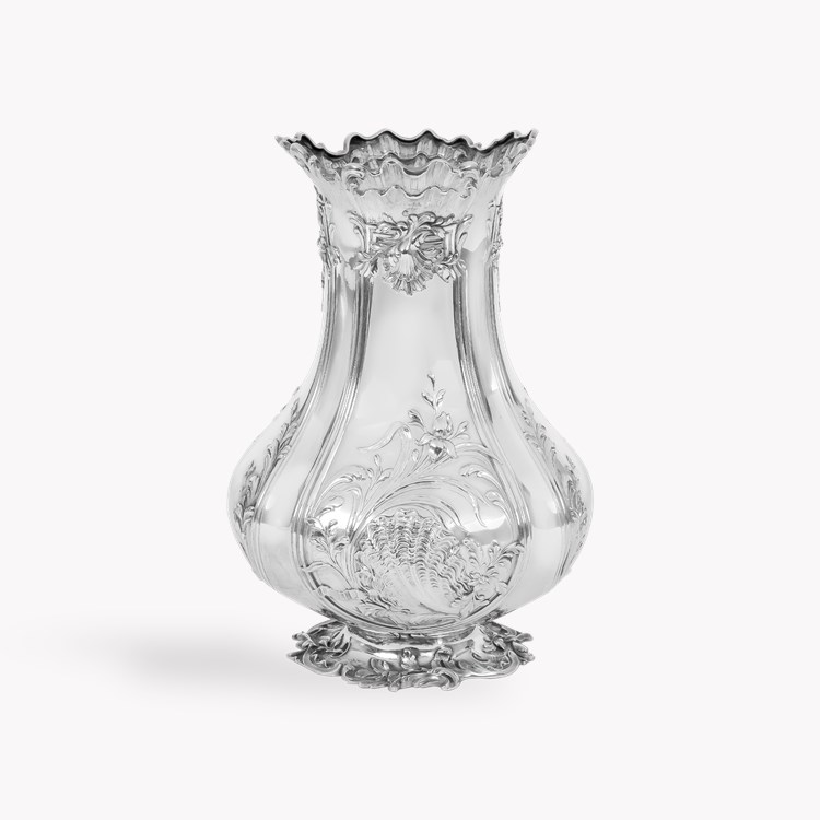 Silver Pair of Rococo Style Vases _2