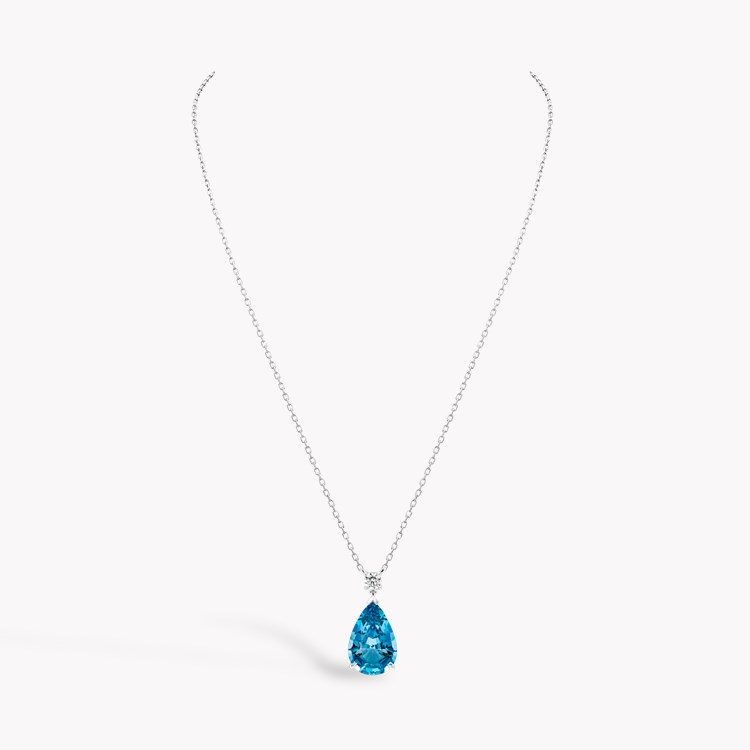 Pear Shaped 11.15ct Lukusuzi Aquamarine and Diamond Pendant Pear Shaped, Claw Set_2