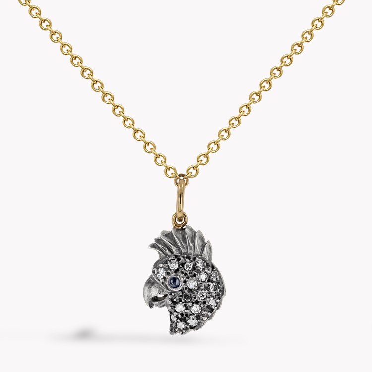 Edwardian Diamond and Sapphire Parrot Head Pendant Cabochon Cut, Grain Set_1