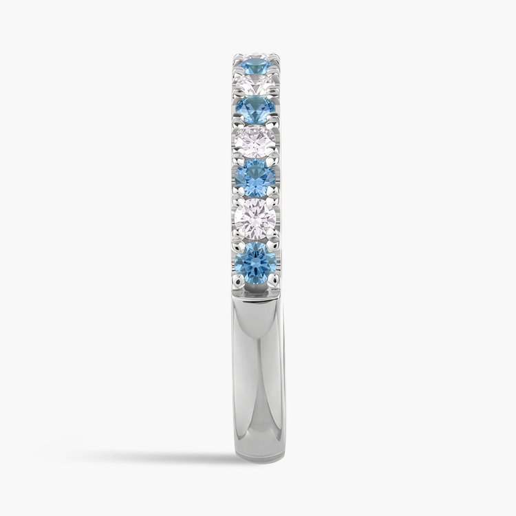 Brilliant Cut Aquamarine and Diamond Half Eternity Ring Brilliant cut, Claw set_4