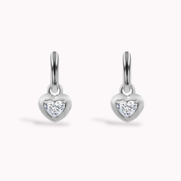 Skimming Stone Heart Shaped 1.00ct Diamond Drop Earrings Heart Shape, Claw Set_2