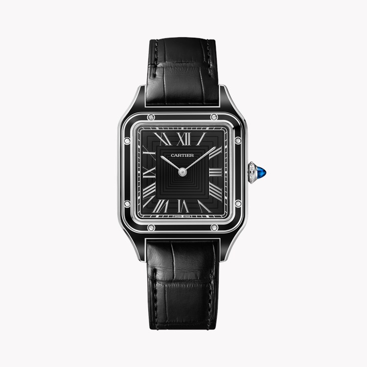 Cartier Santos-Dumont de Cartier Large, Black Dial, Roman Numerals_1