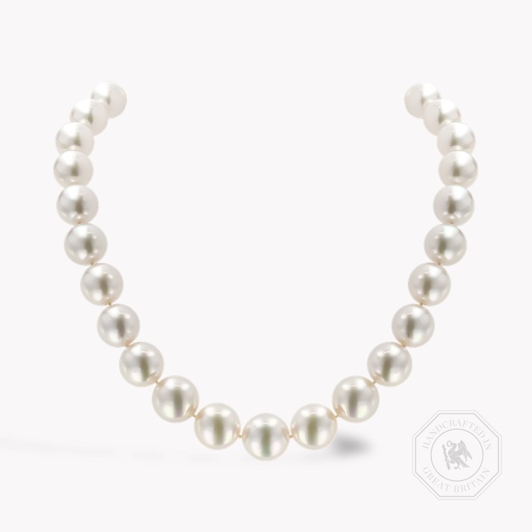South Sea Pearl Necklace Brilliant cut Diamond Rubover Set Twist Ball Clasp_1
