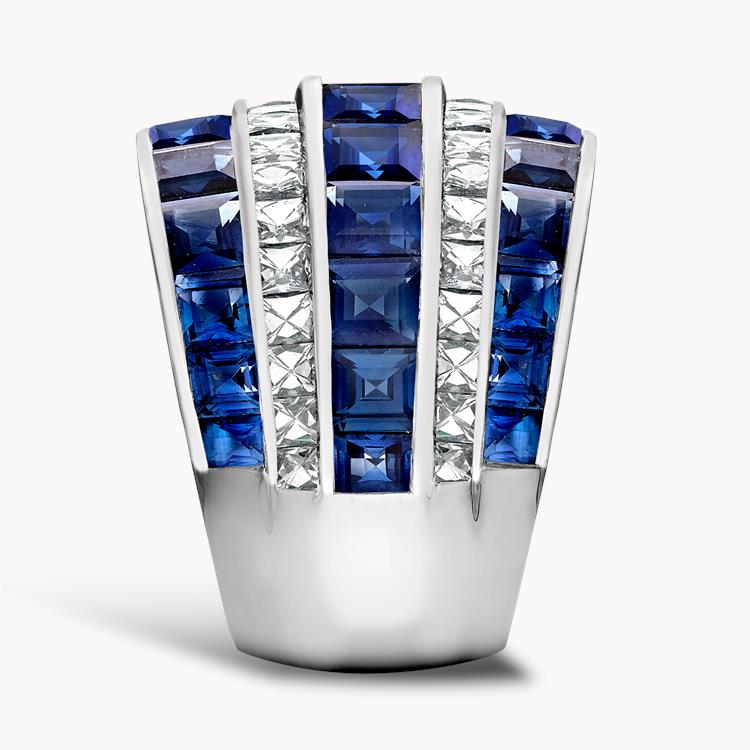Manhattan Large Sapphire & Diamond Ring  15.28CT in Platinum Carre & French Cut, Channel Set_4