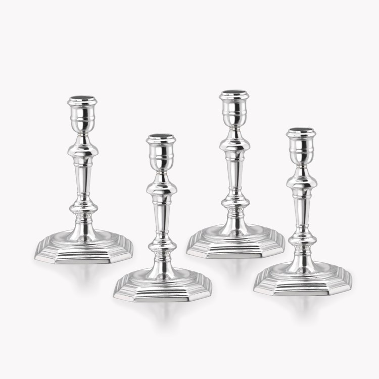 Silver George I Set of Four Candlesticks Hallmarked London_1