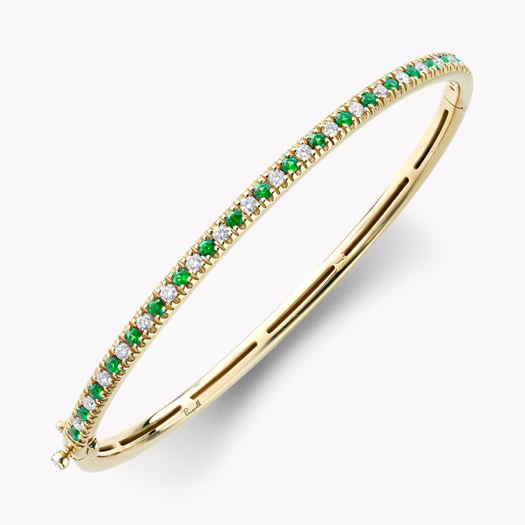 Emerald and Diamond Half Hoop Bangle Brilliant cut, Claw set_2