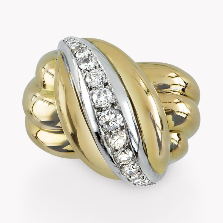 1960s Van Cleef & Arpels Diamond Ring in Yellow & White Gold Brilliant Cut Cocktail Ring_2