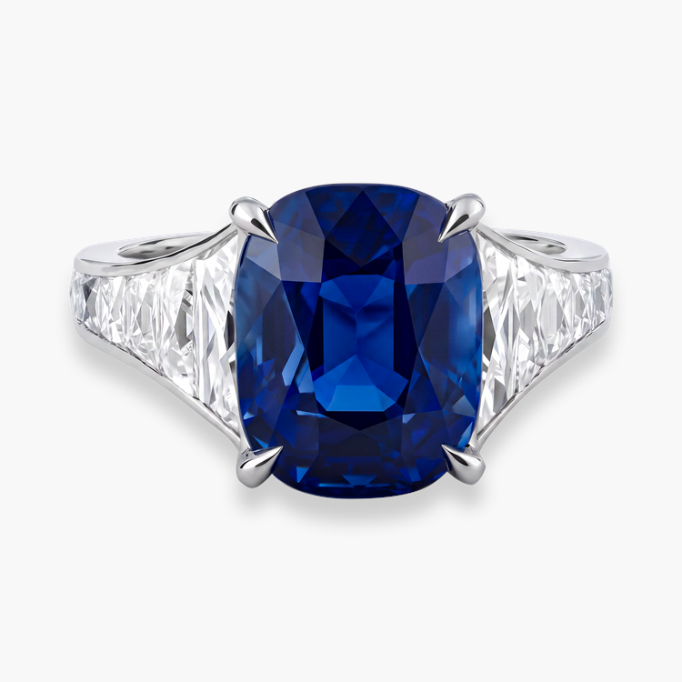 Masterpiece Pragnell Setting 6.67ct Kashmir Sapphie and Diamond Ring Modern Cushion & French Cut, Claw Set_2