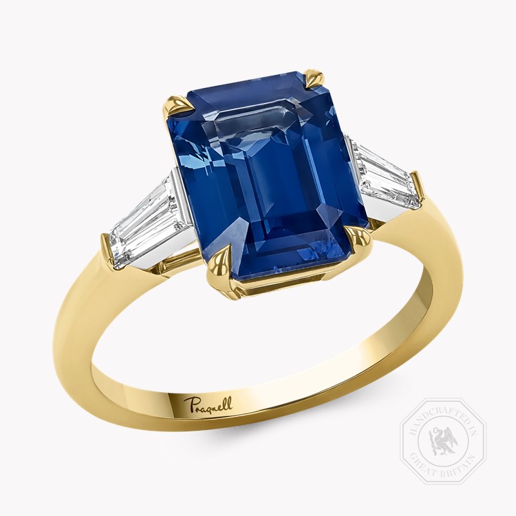 Regency Octagonal Cut 4.21ct Madagascan Sapphire and Diamond Ring Octagonal Cut, Claw Set_1