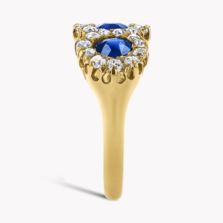 Old Cut Sapphire and Diamond Three Stone Ring Old Cut, Claw Set_4