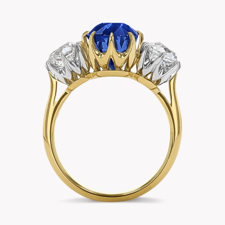 Cushion Cut 4.64ct Sri Lankan Sapphire and Diamond Ring Antique Cushion Cut, Claw Set_3