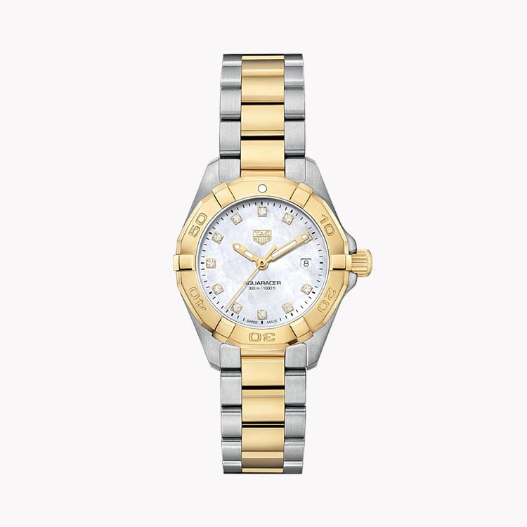 Tag Heuer Aquaracer Date 27mm, White Dial, Diamond Numerals_1