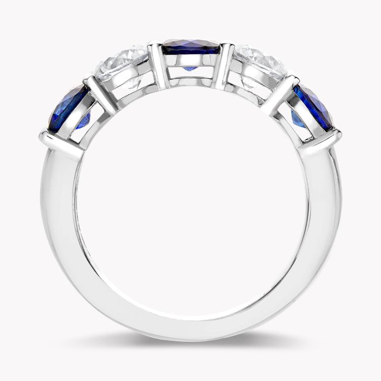 Five Stone Sapphire and Diamond  Ring Round Brilliant Cut, Claw Set_3