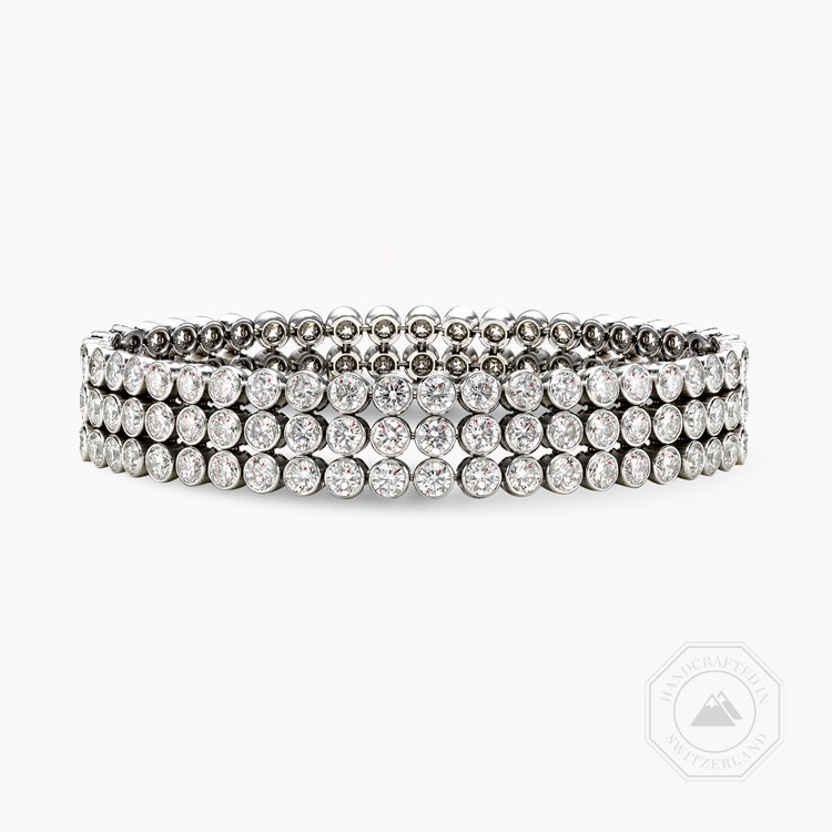 20.00ct Diamond Three Row Bracelet Brilliant Cut, Rubover Set_1