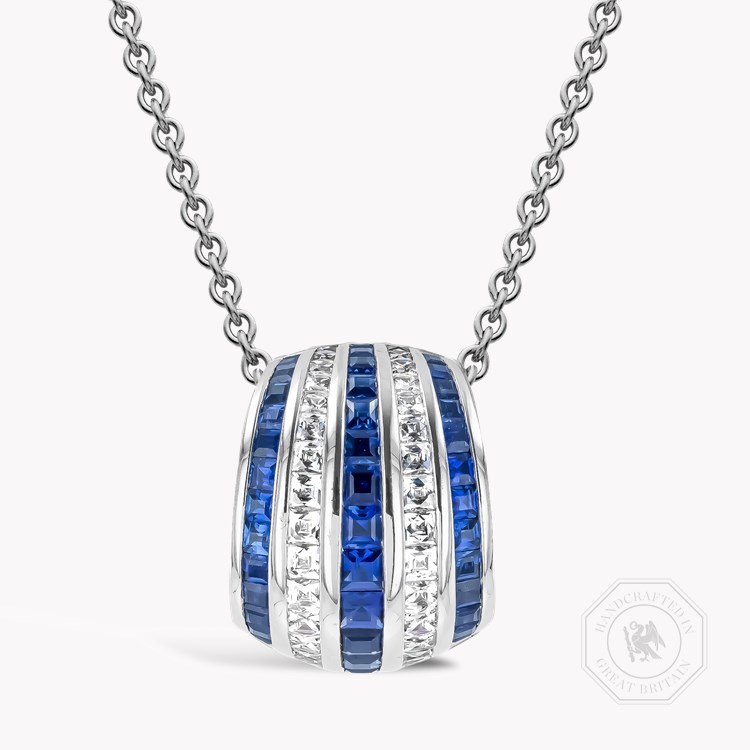 Manhattan 0.98ct Five Row Sapphire and Diamond Pendant Carre Cut, Channel Set_1