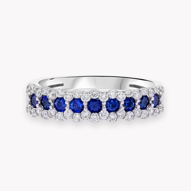 Brilliant Cut Sapphire and Diamond Ring Brilliant Cut, Half Eternity, Claw Set_2