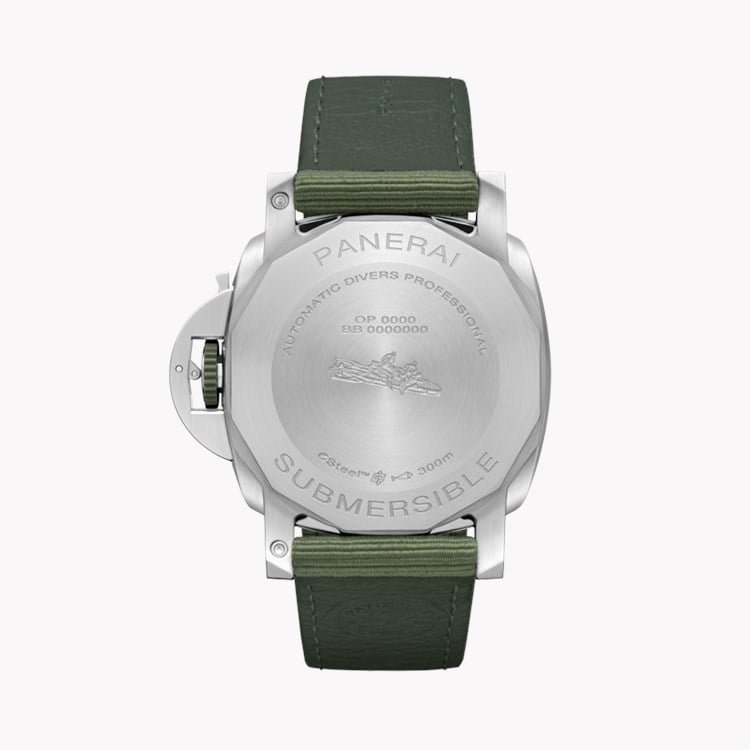 Panerai Submersible QuarantaQuattro ESteel™ Verde Smeraldo 44mm, Green Dial, Baton Numerals_2