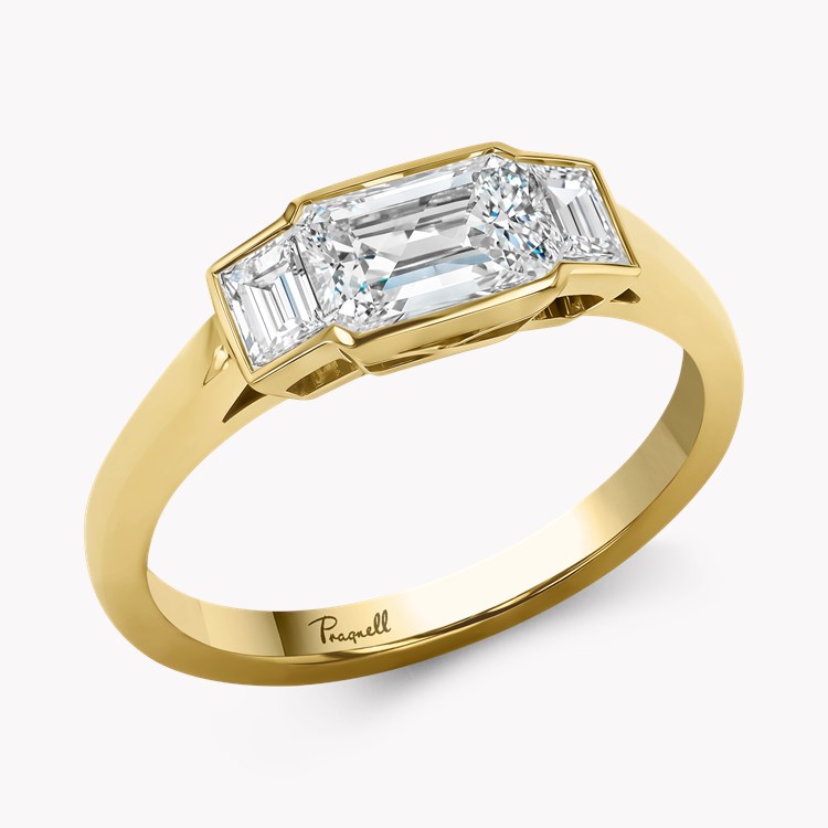 Kingdom 1.15ct Diamond Three Stone Ring Emerald Cut, Rubover Set_1