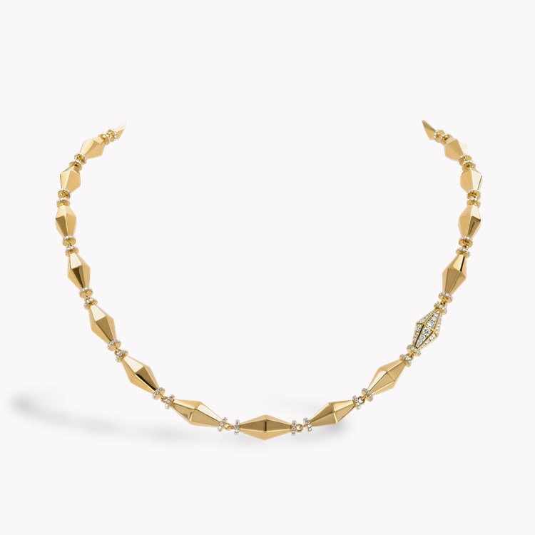 Cleopatra 3.04ct Diamond Gold Faceted Barrel Link Necklace   in 18ct Yellow Gold