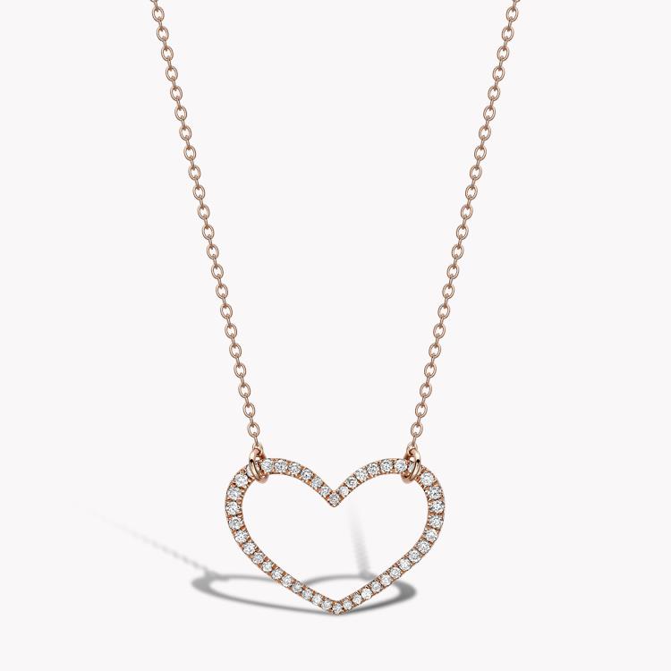 Rosa De La Cruz Heart Diamond Necklace 0.28CT in Rose Gold Brilliant Cut, Pavé Set_1