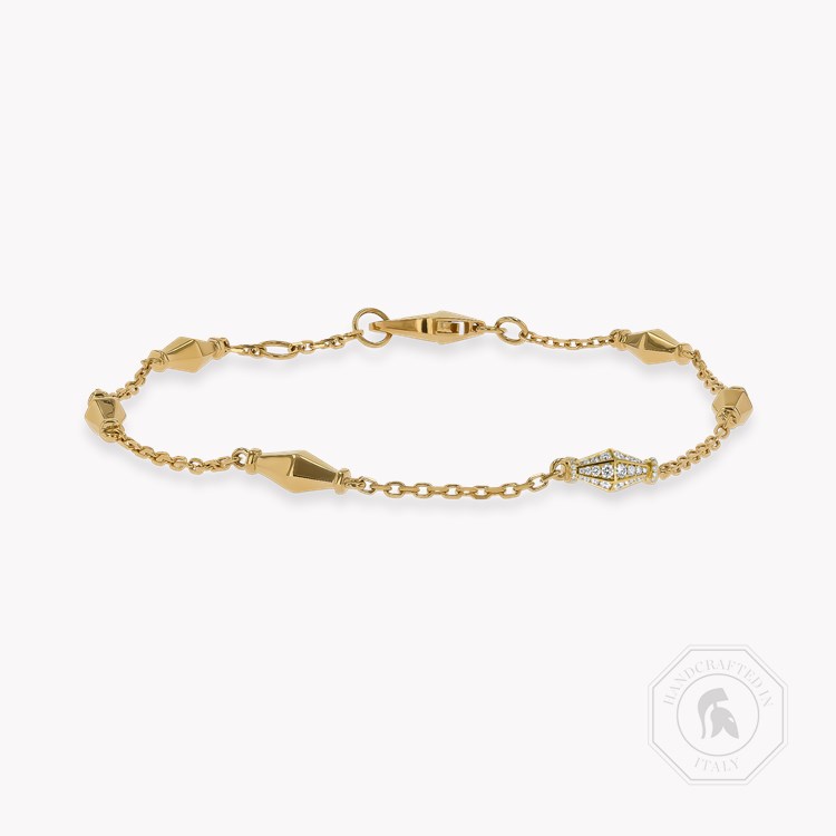 Mini-Cleopatra 0.188ct Diamond Gold Faceted Barrel Link Chain Bracelet     in 18ct Yellow Gold
