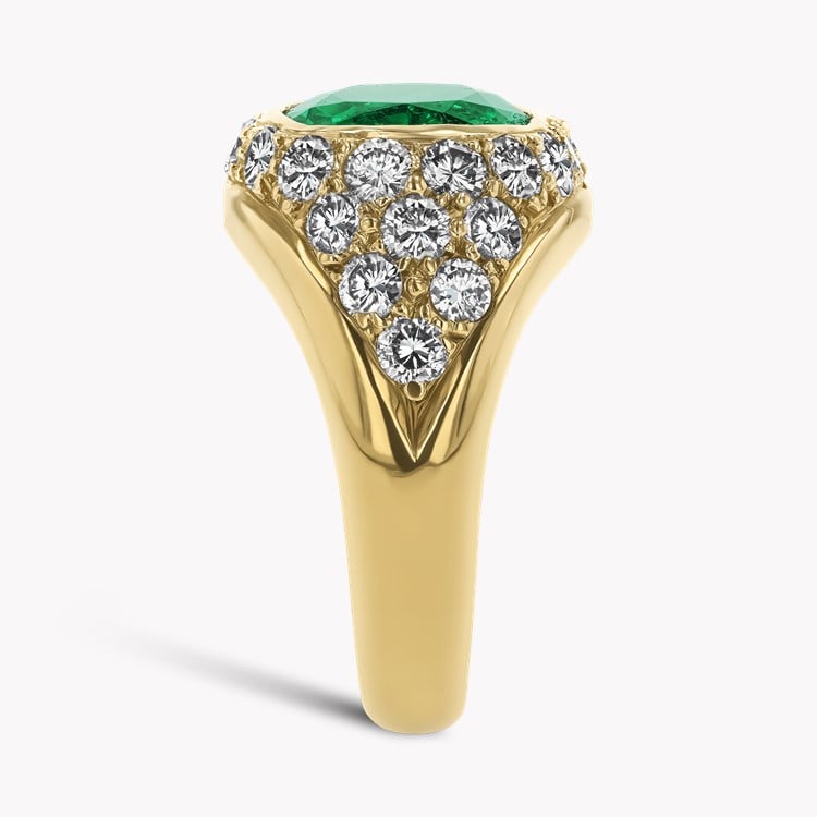 Retro Oval Cut 3.40ct Colombian Emerald and Diamond Dress Ring Oval Cut, Rubover Set_4