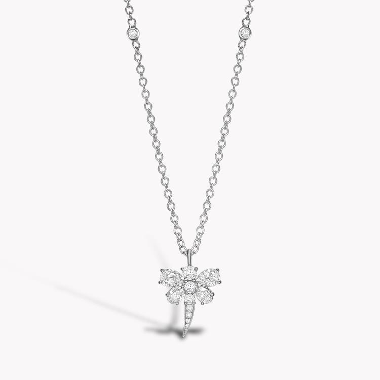 Dragonfly Pendant in White Gold with Brilliant and Pear Shaped Diamonds  0.71ct Pear and Brilliant Cut, Bezel and Claw Set_1