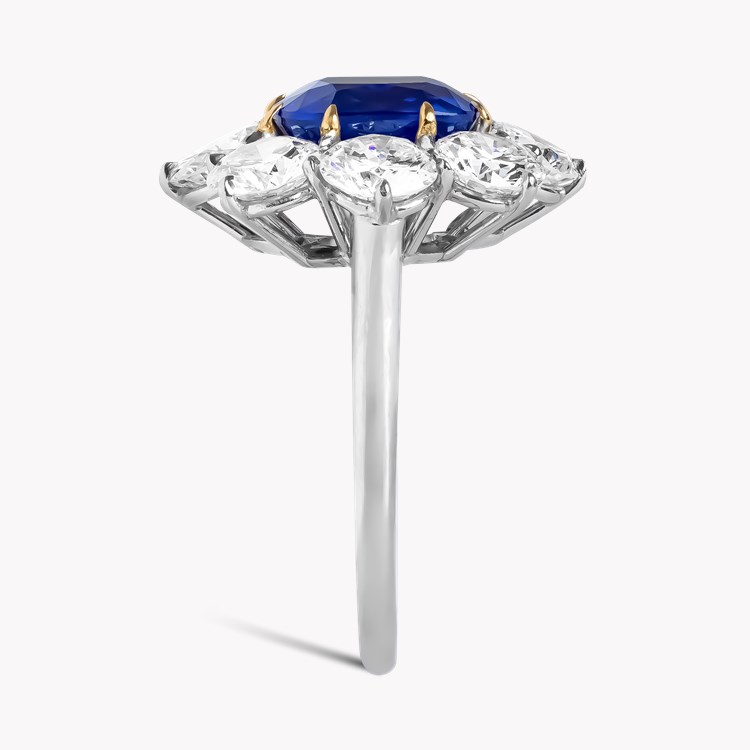 Antique Cushion Cut 3.669ct Kashmir Sapphire and Diamond Ring Antique Cushion Cut, Claw Set_4