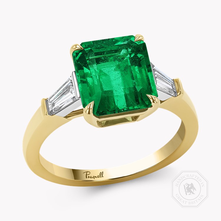 Octagonal Cut 3.23ct Zambian Emerald and Diamond Ring Octagonal Cut, Claw Set_1