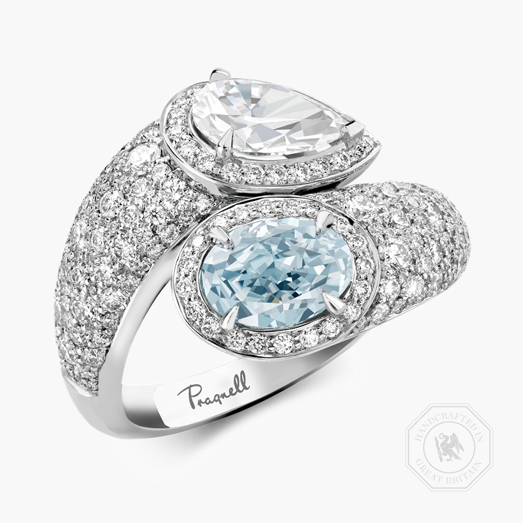 Masterpiece 1.01ct Fancy Blue Diamond Toi et Moi Ring Oval Cut, Claw Set_1