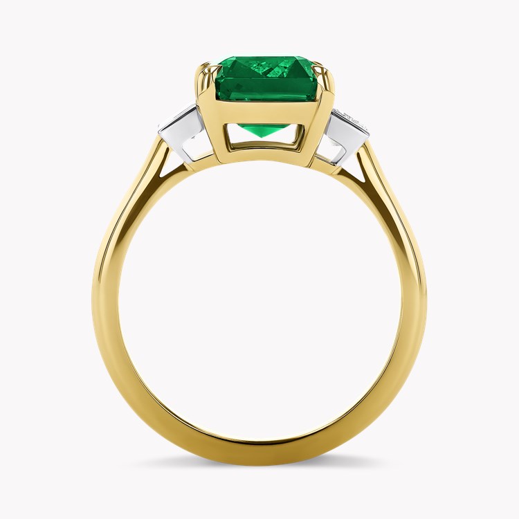 Octagonal 3.81ct Emerald and Diamond Three Stone Ring Octagon Cut, Claw Set_3