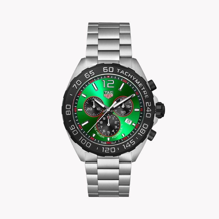 Tag Heuer Formula 1 Chronograph 43mm, Green Dial, Baton Numerals_1