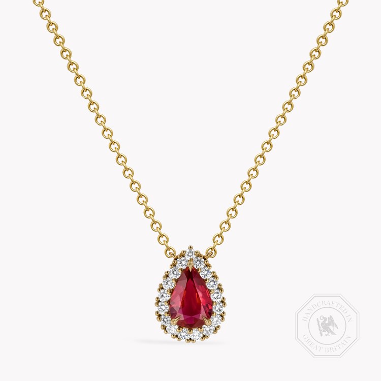 Pear Shaped 1.49ct Ruby and Diamond Pendant Pear Shaped, Claw Set_1