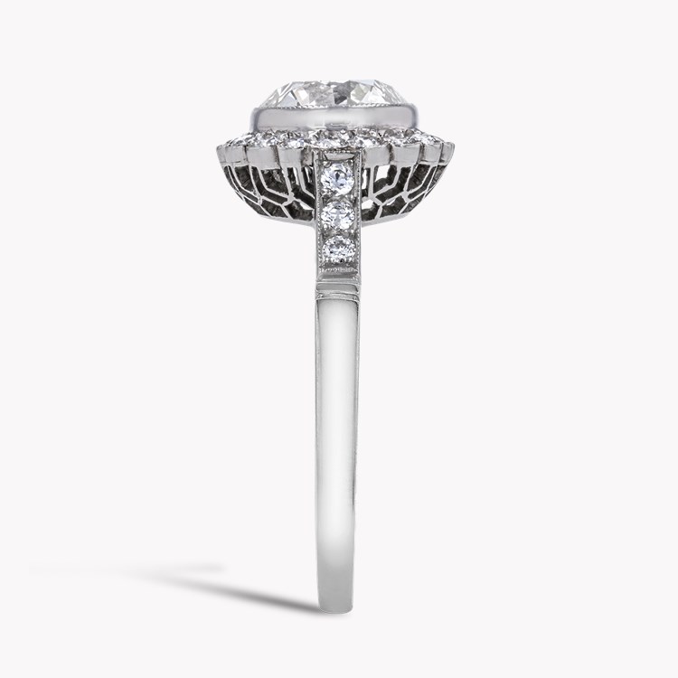 Old Cut 1.68ct Diamond Cluster Ring Old European Cut, Millegrain Set_4