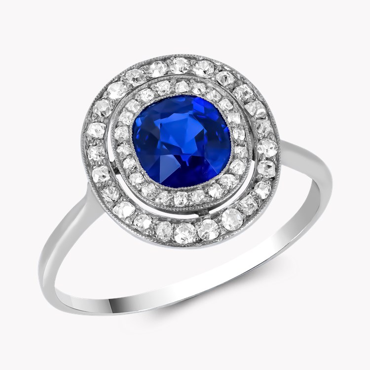 Oval Cut Sapphire and Diamond Target Ring Oval Cut, Millegrain Set_1