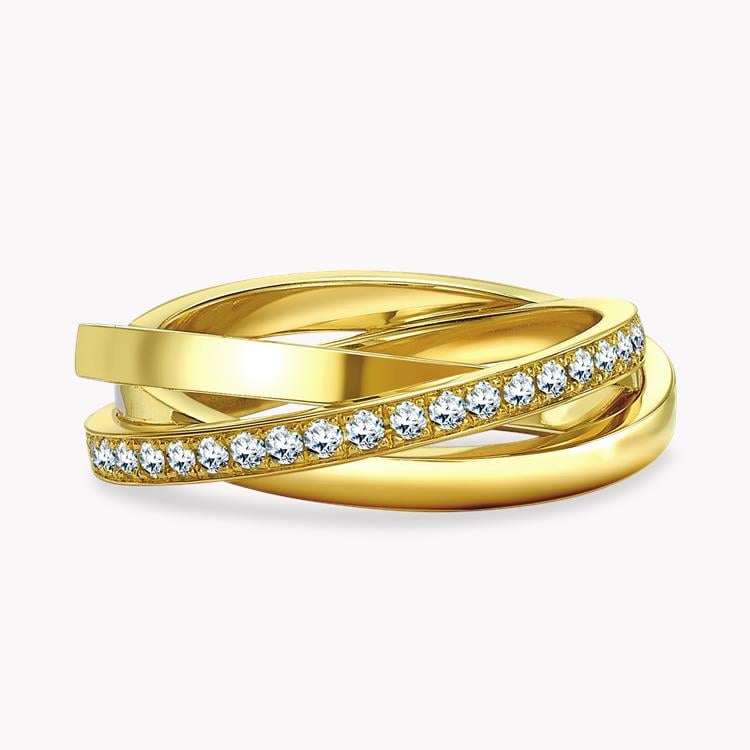 Trilogy Three-Row Diamond Ring 0.54CT in 18CT Yellow Gold Brilliant Cut, Three-Row, Grain Set_1