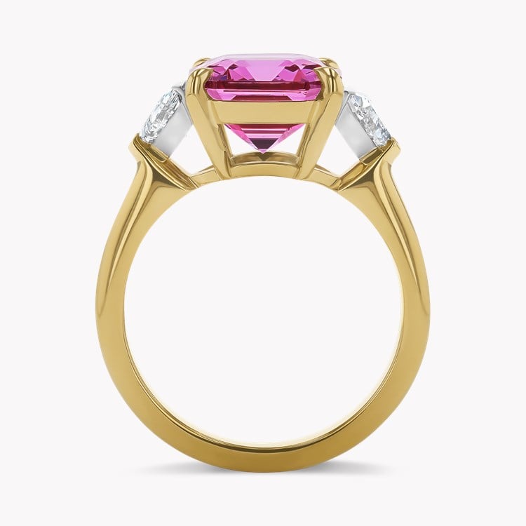 Masterpiece 5.15ct Tanzanian Candy Pink Spinel and Diamond Ring Emerald Cut, Claw Set_3