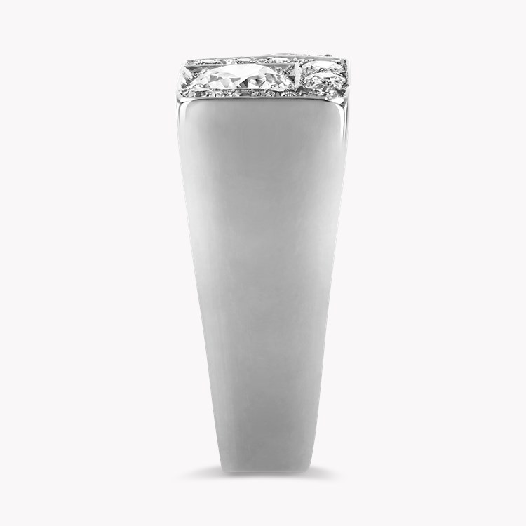 French Art Deco Rectangular Plaque Cocktail Ring Old Cut, Claw Set_4