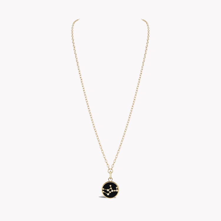 Constellation Diamond and Black Onyx Virgo Pendant Charm Brilliant Cut, Rubover Set_3