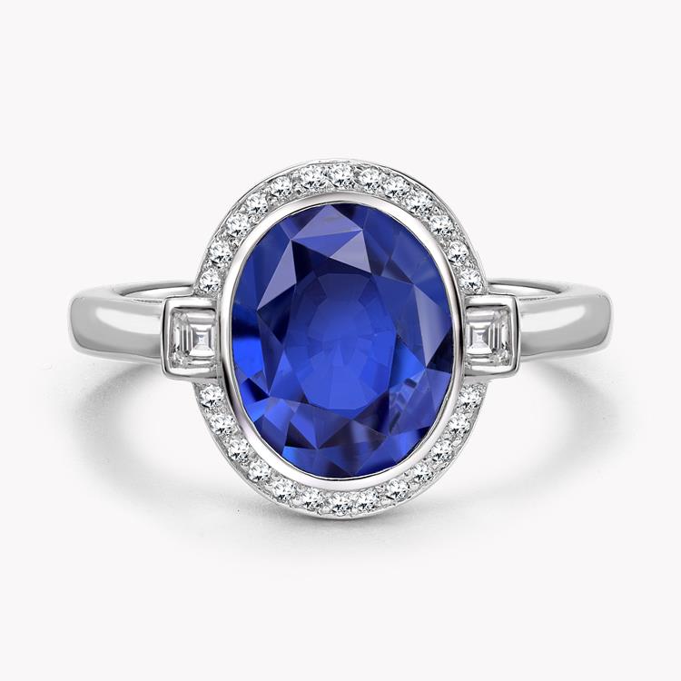 Masterpiece Oval Cut Sapphire Ring 4.06CT in Platinum Unheated with a Diamond Surround_2