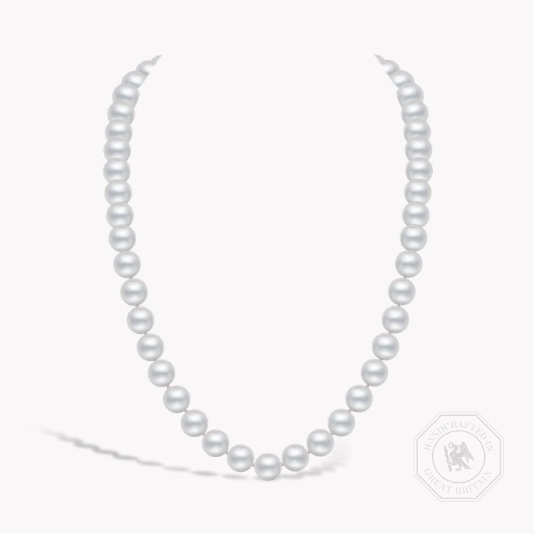 Akoya Pearl Necklace Silk Knotted Row with Gold Clasp_1