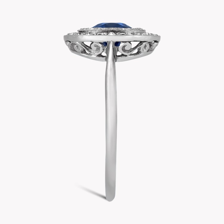 Oval Cut Sapphire and Diamond Target Ring Oval Cut, Millegrain Set_4