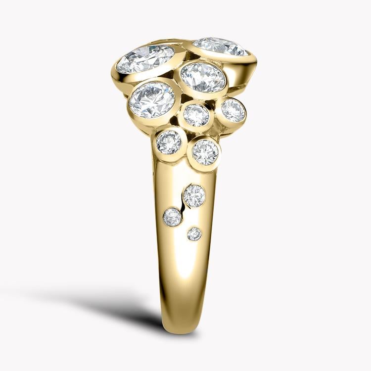 Bubbles Diamond Dress Ring 2.25CT in Yellow Gold Brilliant Cut, Rubover Set_4
