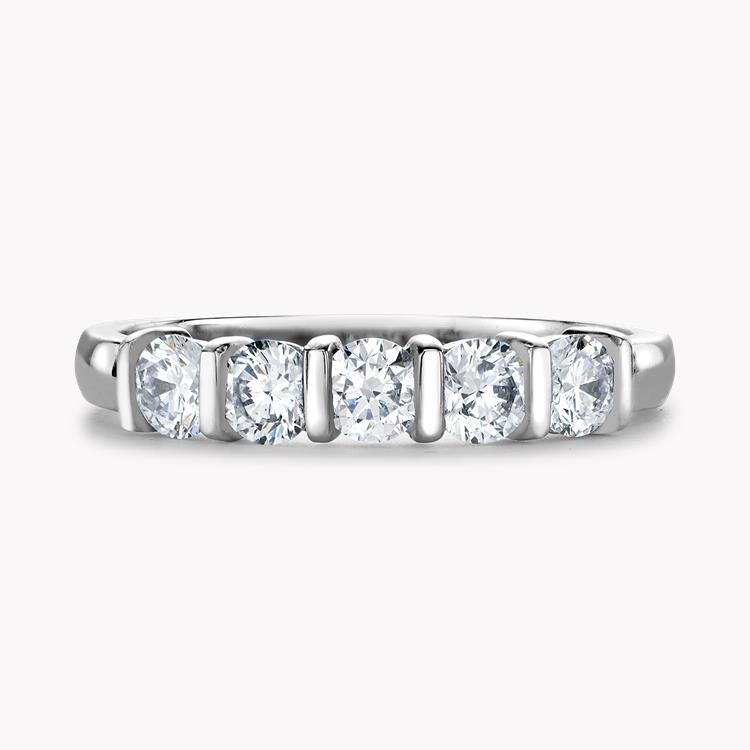 Round Brilliant Cut Diamond Five-Stone Ring 0.75CT in Platinum Brilliant Cut, Five-Stone, Bar Set_2
