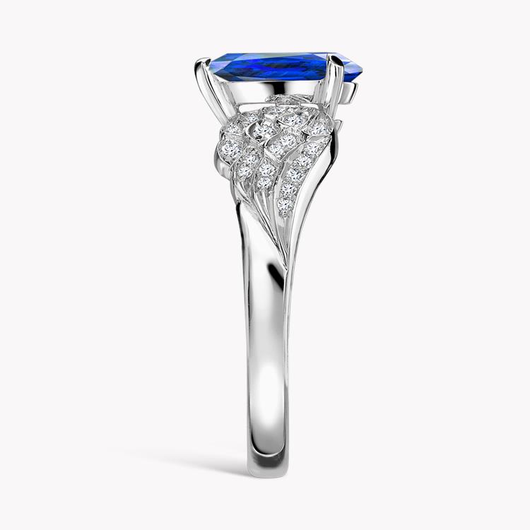 Tiara Pear Cut Sapphire and Brilliant Diamond Ring  1.28ct in Platinum Pear and Brilliant Cut, Claw and Grain Set_2