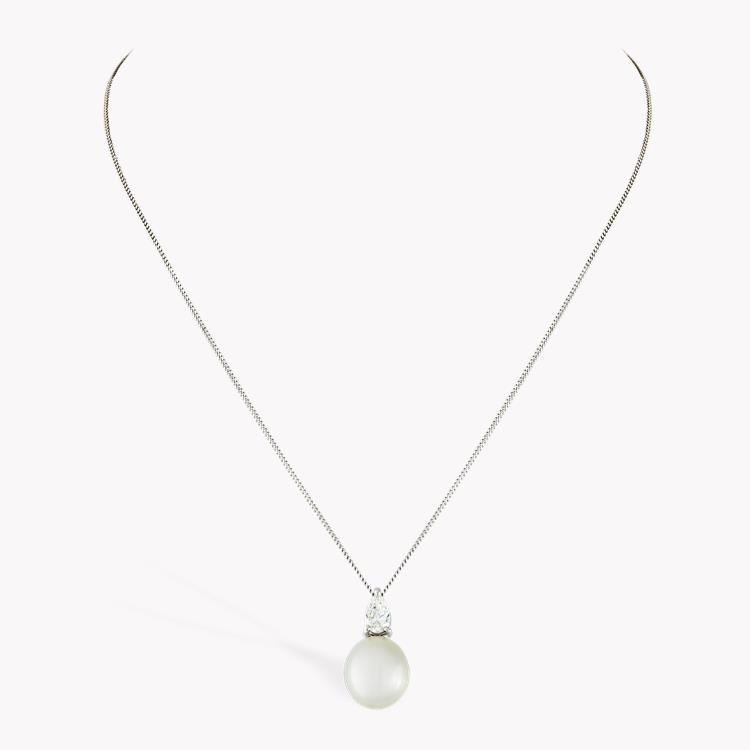 South Sea Pearl Pendant in 18CT White Gold Drop Pendant with 0.47CT Pear Shape Diamond_2