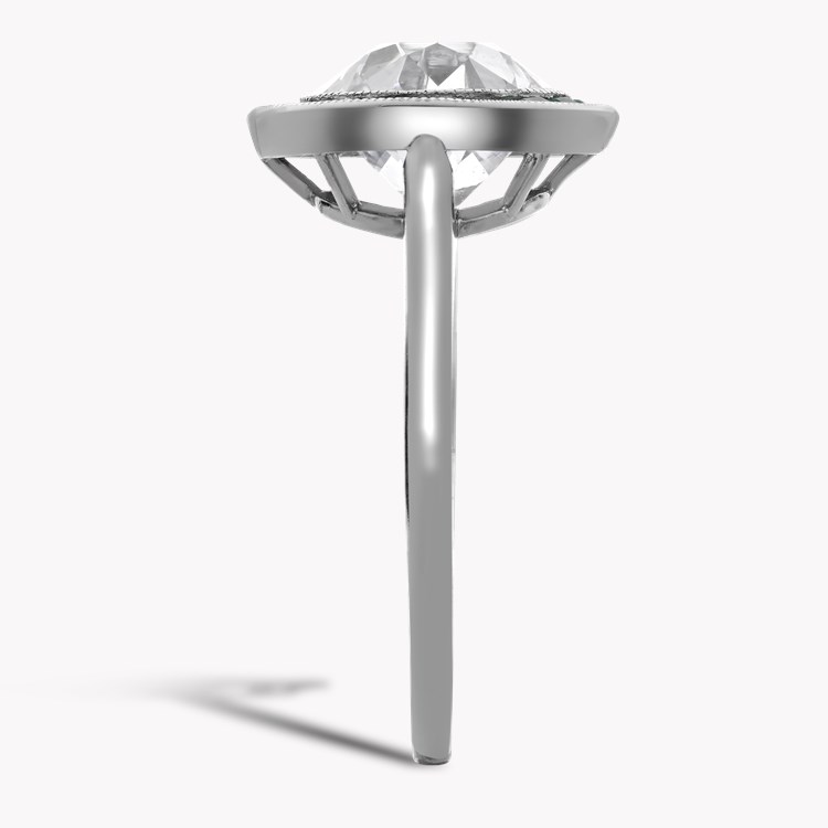 Classic 2.74ct Diamond and Emerald Target Ring Old Mine Cut, Millegrain Set_4